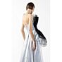 MNM Couture G2042 Silver Ruffle Neck Overskirt Dress