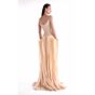 MNM Couture G2100 Drop Waist Plunging Neck Nude Dress