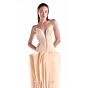 MNM Couture G2100 Drop Waist Plunging Neck Nude Dress