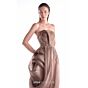 MNM Couture G2103 Beaded Bodice Draped Brown Dress