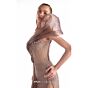 MNM Couture G2105 Side Slit Asymmetric Drape Neck Brown Dress