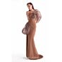 MNM Couture G2106 Pleated Bodice Fitted Side Slit Dress