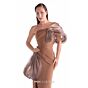 MNM Couture G2106 Pleated Bodice Fitted Side Slit Dress