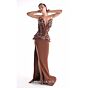 MNM Couture G2108 Floral Bodice Brown Plunging Neck Dress