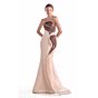 MNM Couture G2109 Organza Draped Bodice Strapless Nude Dress