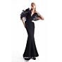 MNM Couture G2110 Black Draped Sleeve Mermaid Dress