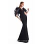 MNM Couture G2110 Black Draped Sleeve Mermaid Dress