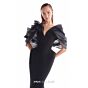 MNM Couture G2110 Black Draped Sleeve Mermaid Dress