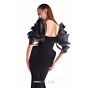MNM Couture G2110 Black Draped Sleeve Mermaid Dress