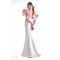 MNM Couture G2120 Ruffle Neck Mermaid Off-White Dress