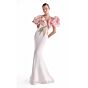 MNM Couture G2120 Ruffle Neck Mermaid Off-White Dress