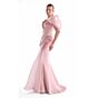 MNM Couture G2125 Off The Shoulder Draped Bodice Salmon Dress