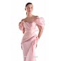 MNM Couture G2125 Off The Shoulder Draped Bodice Salmon Dress
