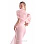 MNM Couture G2125 Off The Shoulder Draped Bodice Salmon Dress