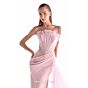 MNM Couture G2126 Side Drape Pink High Slit Dress
