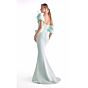 MNM Couture G2136 Asymmetric Neck Draped Bodice Mint Dress
