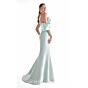 MNM Couture G2136 Asymmetric Neck Draped Bodice Mint Dress