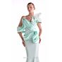 MNM Couture G2136 Asymmetric Neck Draped Bodice Mint Dress