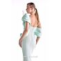 MNM Couture G2136 Asymmetric Neck Draped Bodice Mint Dress