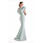 MNM Couture G2138 Pearl-Beaded Illusion Neck Mermaid Mint Dress