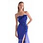 MNM Couture G2149 Side Streamer Corset Bodice Royal Blue Dress