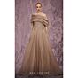 MNM Couture J03308 Organza Pleated Asymmetric Neck Dress
