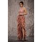 MNM Couture J03381 Feather Skirt High Slit Fitted Dress