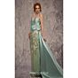 MNM Couture J03497 Pleated V-Neck Satin Overskirt Dress