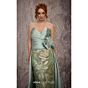 MNM Couture J03497 Pleated V-Neck Satin Overskirt Dress