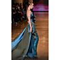 MNM Couture J03497 Pleated V-Neck Satin Overskirt Dress