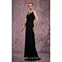 MNM Couture J03563 Pleated Bodice Peplum Crepe Dress
