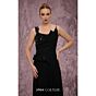 MNM Couture J03563 Pleated Bodice Peplum Crepe Dress