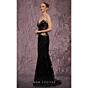 MNM Couture J03569 Strapless Corset Bodice Black Peplum Dress