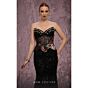 MNM Couture J03569 Strapless Corset Bodice Black Peplum Dress