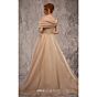 MNM Couture J03599 Asymmetric Pleated Neck Organza Dress