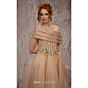 MNM Couture J03599 Asymmetric Pleated Neck Organza Dress