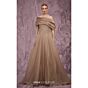 MNM Couture J03599 Asymmetric Pleated Neck Organza Dress