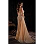 MNM Couture K4206 Beige Side Drape Beaded Strapless Dress