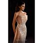 MNM Couture K4206 Beige Side Drape Beaded Strapless Dress