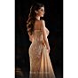MNM Couture K4206 Beige Side Drape Beaded Strapless Dress