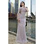 MNM Couture M1114 Asymmetric Neck Removable Overskirt Slim Dress