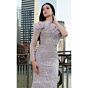 MNM Couture M1114 Asymmetric Neck Removable Overskirt Slim Dress