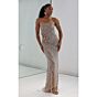 MNM Couture M1186 Removable Overskirt Strapless Beige Dress