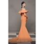 MNM Couture N0623 Off-The-Shoulder Orange Long Sleeve Dress