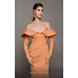MNM Couture N0623 Off-The-Shoulder Orange Long Sleeve Dress