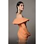MNM Couture N0623 Off-The-Shoulder Orange Long Sleeve Dress