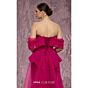 MNM Couture Q1010 Peplum Waist Off The Shoulder Crepe Dress
