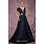 MNM Couture Q1150 Plunging Neck Brocade Sleeveless Dress