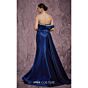 MNM Couture Q2414 Beaded Asymmetric Neck Taffeta Side Drape Dress