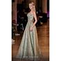 MNM Couture Q3355 Brocade Strapless Asymmetric Neck Dress